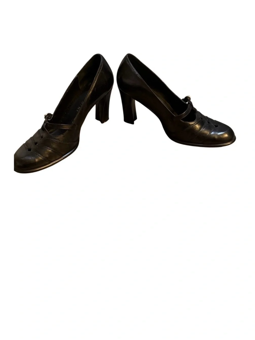 Gianni Bini Black Leather Cutout Mary Jane Pumps Size 9.5